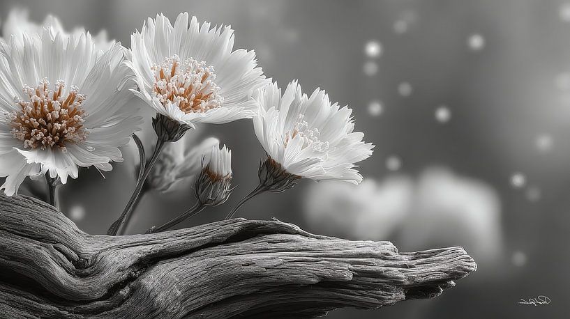driftwood with flowers by Gelissen Artworks