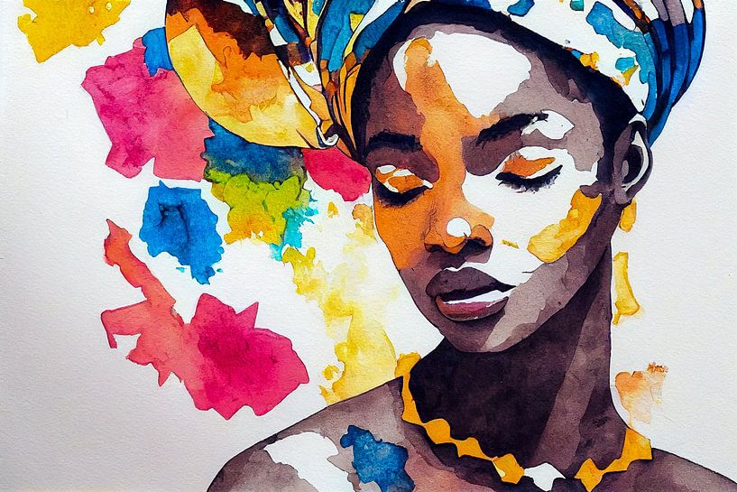 Schilderij van een Afrikaanse vrouw Illustratie van Animaflora PicsStock