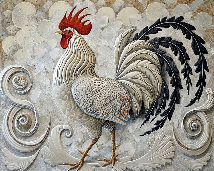 Majestätischer Hahn in Bewegung von Blickfänger Gemälde
