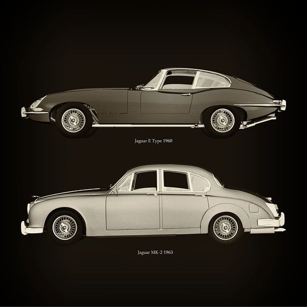 Jaguar E Type 1960 and Jaguar MK-2 1963 by Jan Keteleer