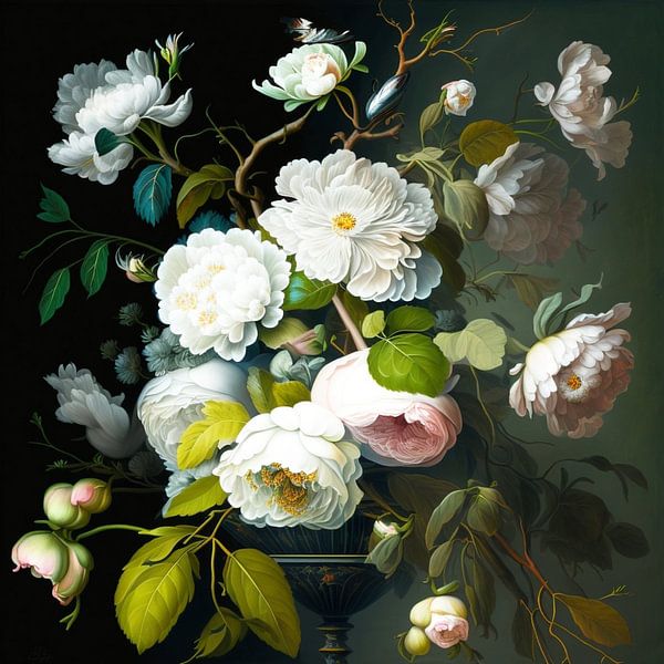 Still Life Flowers Vase Netherlands Baroque Elegance by gm_designs