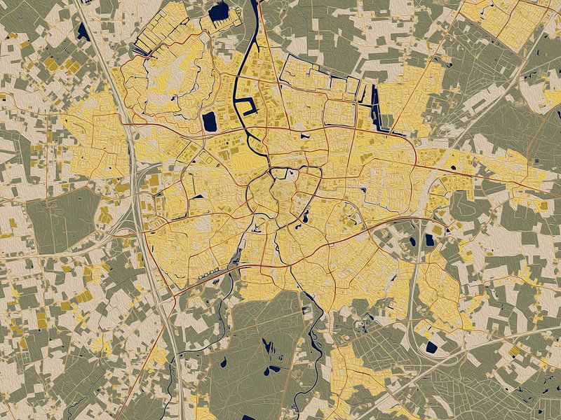 Map of Breda in the style of Gustav Klimt by Maporia