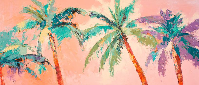 Palmengarten bei Sonnenuntergang – Aquarellzauber von Poster Art Shop