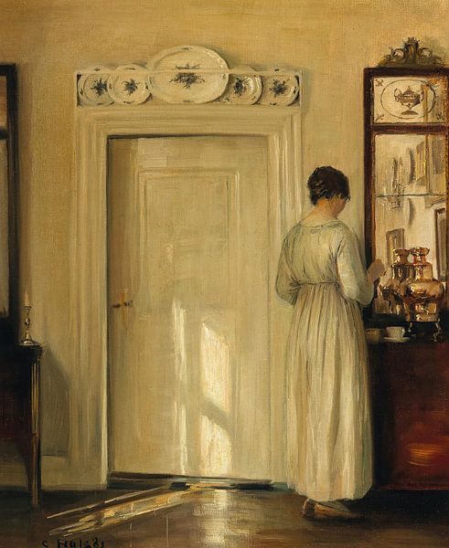 Frau beim Teekochen, Carl Holsøe von Meisterhafte Meister