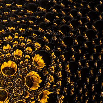 sunflower in drops (square) by Marjolijn van den Berg