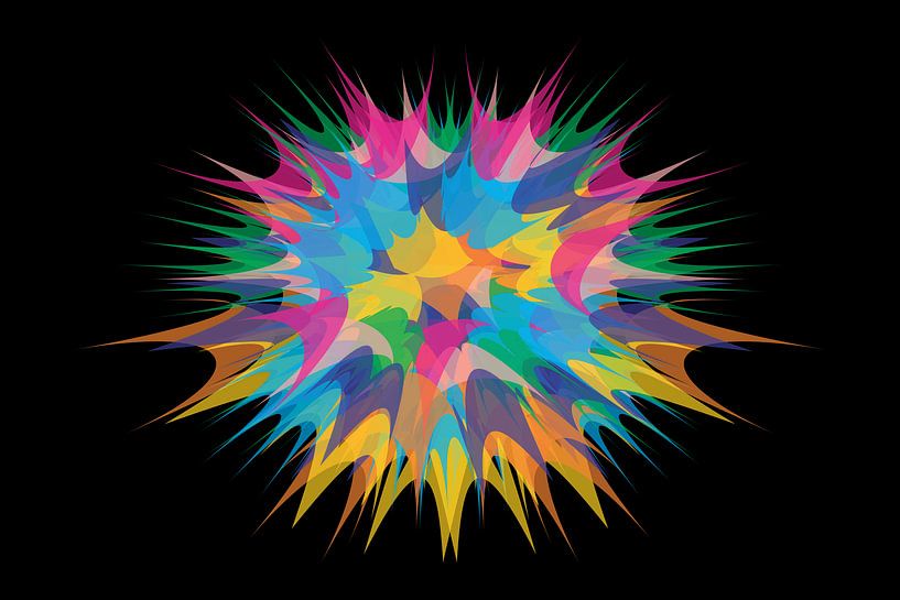 Lebendige abstrakte Farbillustration mit dynamischen Formen und Farbverlaufsharmonie von mei suseno