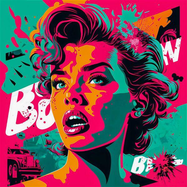 The shock - Pop Art portrait of a woman by Roger VDB