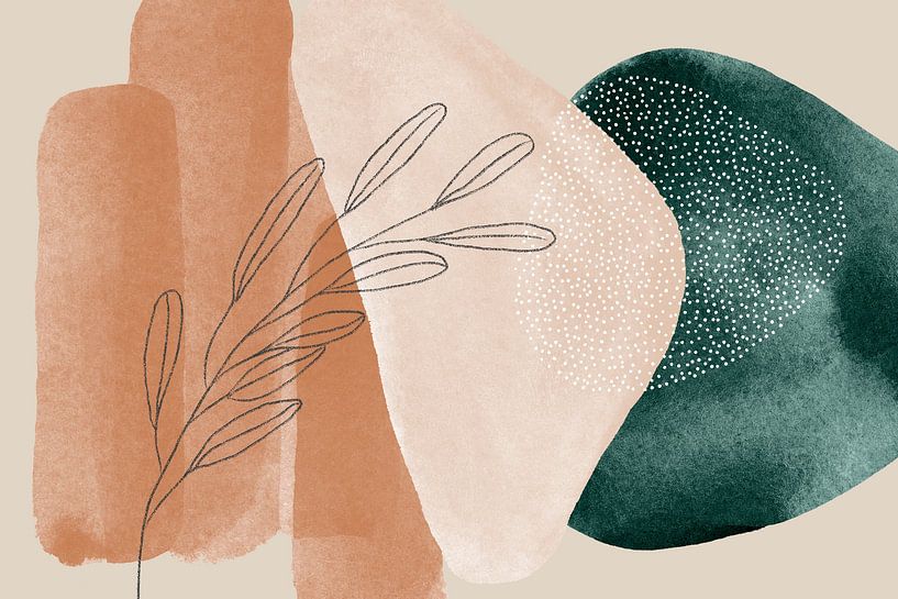 Moderne vormen en lijnen bohemian in aardetinten van Studio Allee