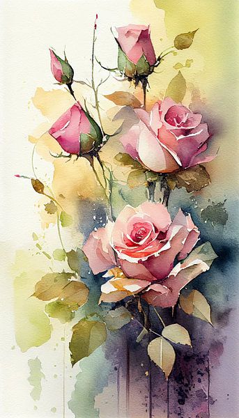 Beau groupe de roses roses par But First Framing