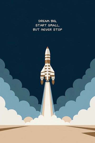 Inspirierender Raketenstart im minimalistischen Design von Art & Soul Creations