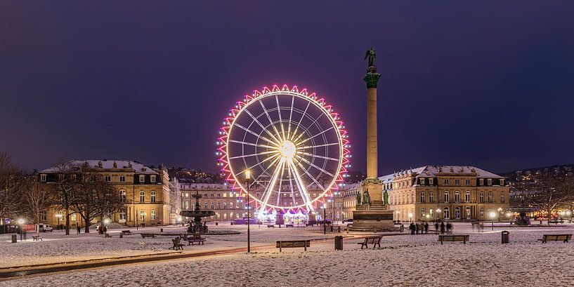Grande roue et nouveau château sur la place du château - Stuttgart par Werner Dieterich