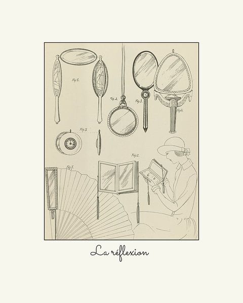 La reflexion | Historische Art Deco mode schets | Vintage design met moderne look van NOONY