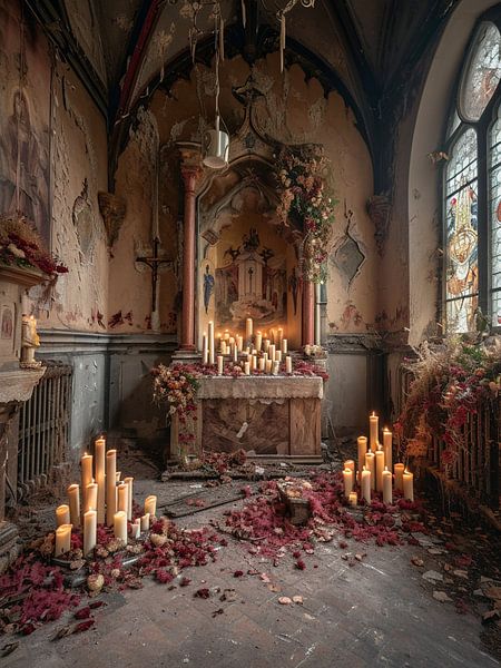 Lost Place Kapelle brennende Kerzen Herrenhaus edel verfallen von gm_designs