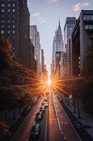 Manhattan-Henge in der 42. Straße in New York City