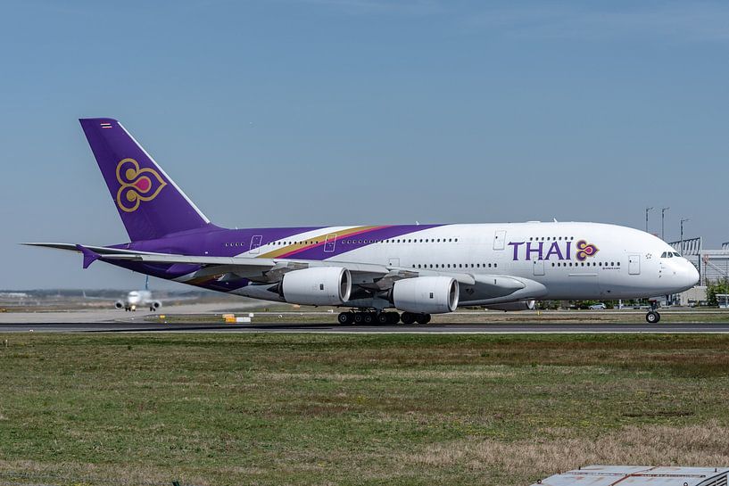 Take-off of an Airbus A380-800 of Thai Airways International from Frankfurt airport. by Jaap van den Berg