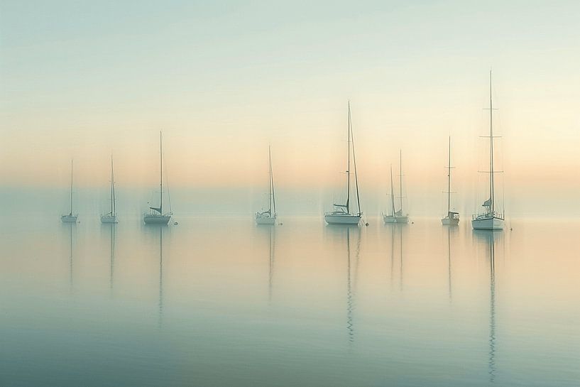 Soft Coloured Sea And Sailboats Creating a Timeless Summer Feeling by Karina Brouwer