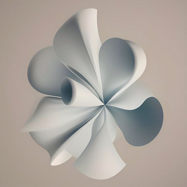 Forme de fleur abstraite 3d beige blanc par The Art Kroep