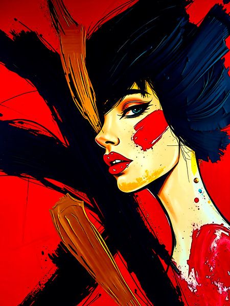 Le feu en moi - Un voyage abstrait en noir, rouge et or par The Art of Mark Fischer