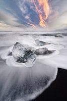 Ice blocks in the surf in Iceland