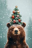 Bear with Christmas tree