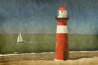 Vintage foto  vuurtoren  Westkapelle Zeeland