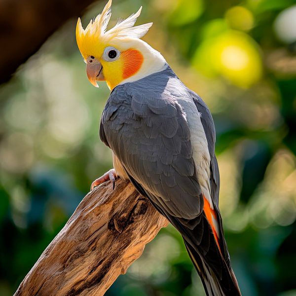 Valkparkiet zittend op een tak van Poster Art Shop