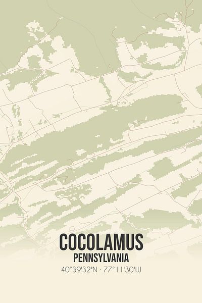 Vieille carte de Cocolamus (Pennsylvanie), USA. par Affiches de lieux