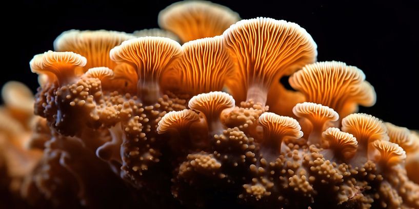 Orange Feuerkoralle auf Felsen Leinwand von Surreal Media