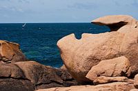 Zeezicht met rotsgezicht