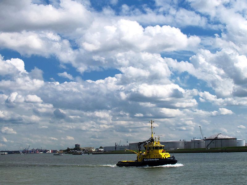 Inspectie vaartuig op de Nieuwe Waterweg by M  van den Hoven