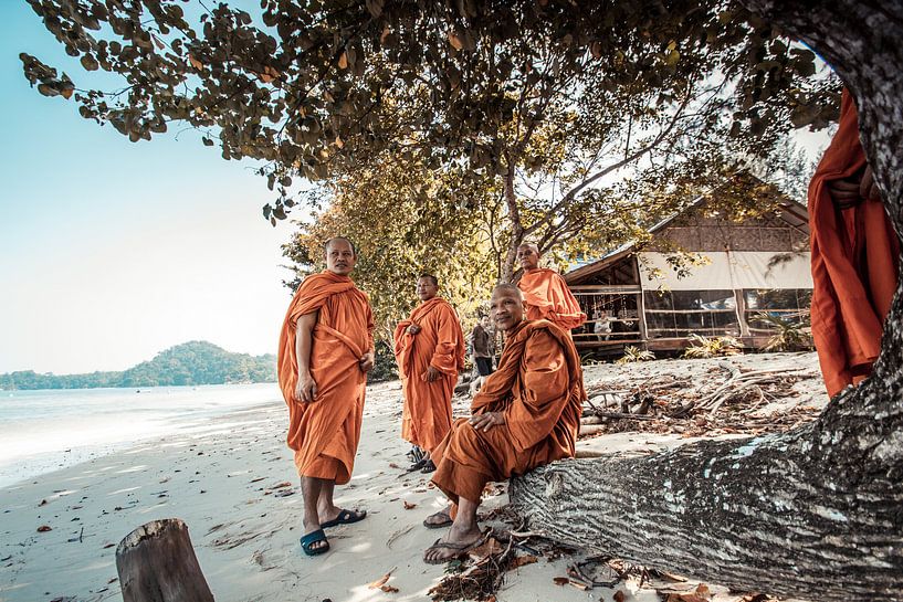 Some Monks looking around on the Beach by Levent Weber