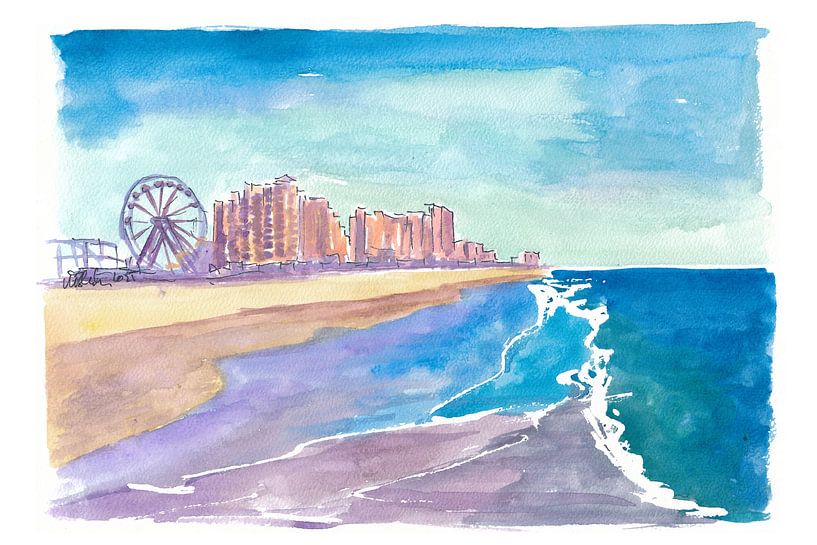 Waves and Ferris wheel in Daytona Beach by Markus Bleichner