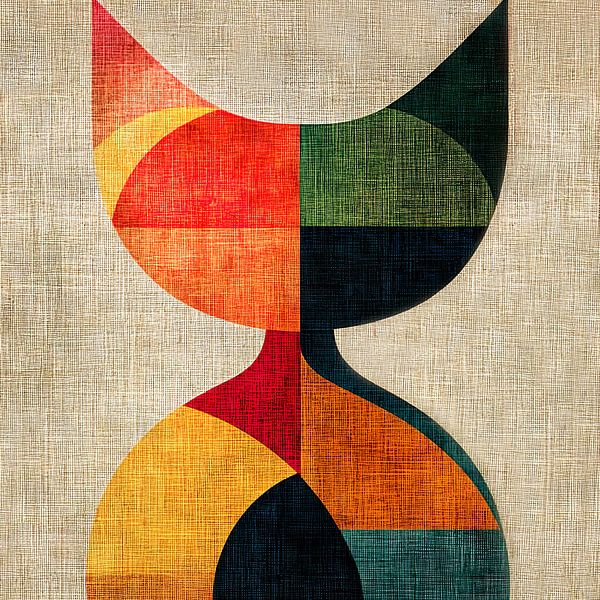 Abstrakte Katze in warmen Farben von Lauri Creates