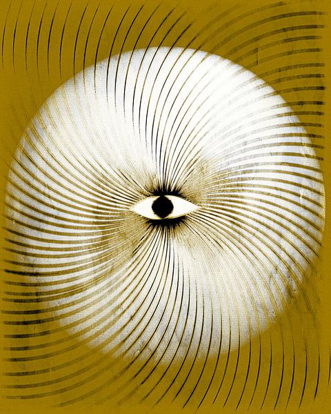 Maan Geometrie Retro Art Deco Surrealisme Goud van FRESH Fine Art