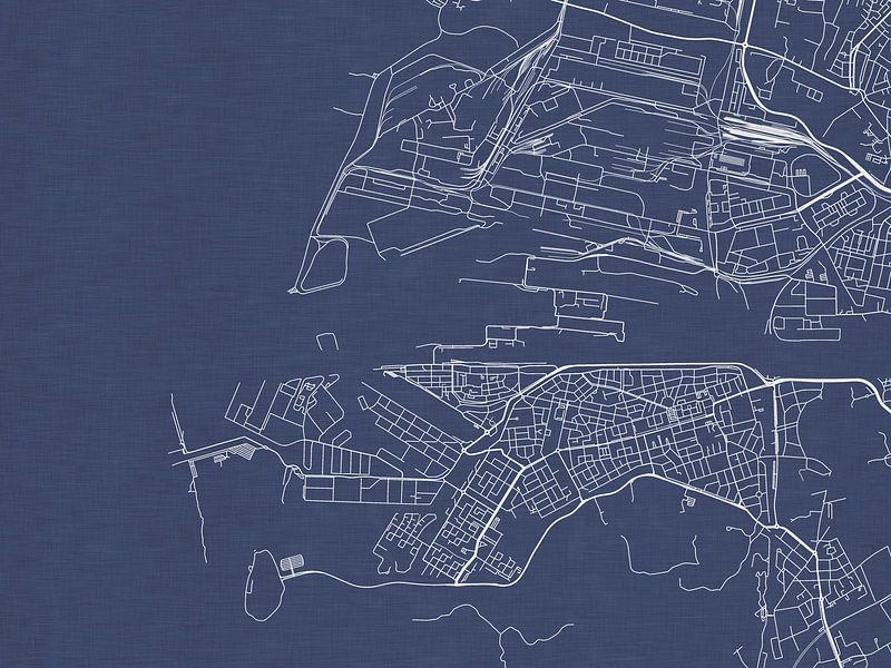 Map of IJmuiden in Royal Blue by De Kaartenwinkel