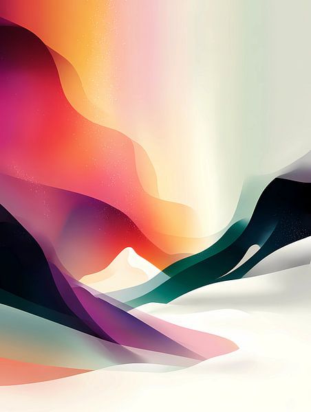 Fantasiewald mit leuchtenden Bäumen und Schneeflocken von Ariadna de Raadt-Goldberg