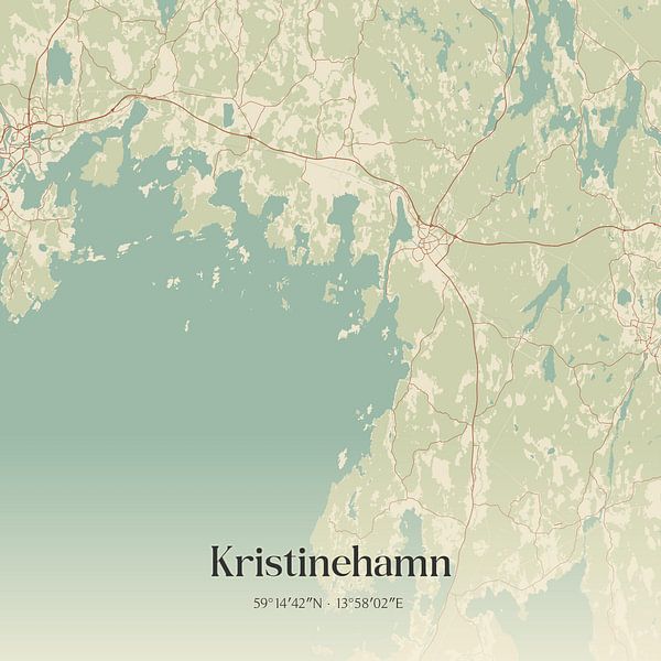Carte ancienne de Kristinehamn, Suède. par Affiches de lieux