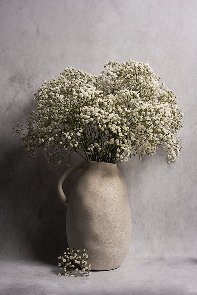 Modern still life with plasterwort in a jar by John van de Gazelle fotografie
