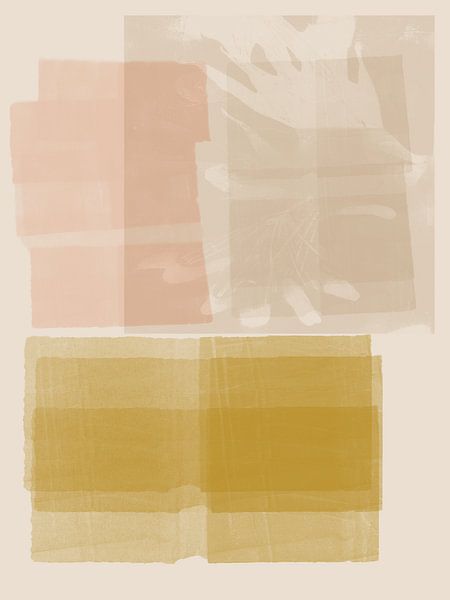 Moderne abstrakte Kunst. Organische Formen in Ocker, Rosa und Beige. von Dina Dankers