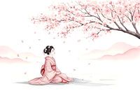 Sakura Blossom Serenity with Kimono