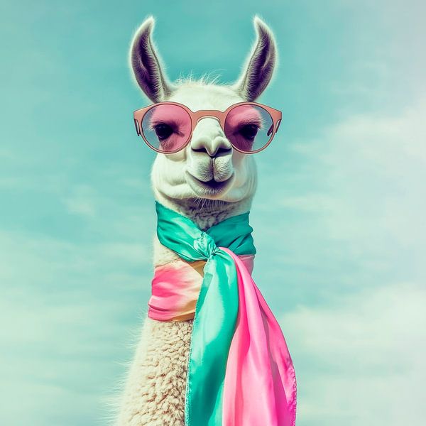Stylisches Lama mit Sonnenbrille von Poster Art Shop