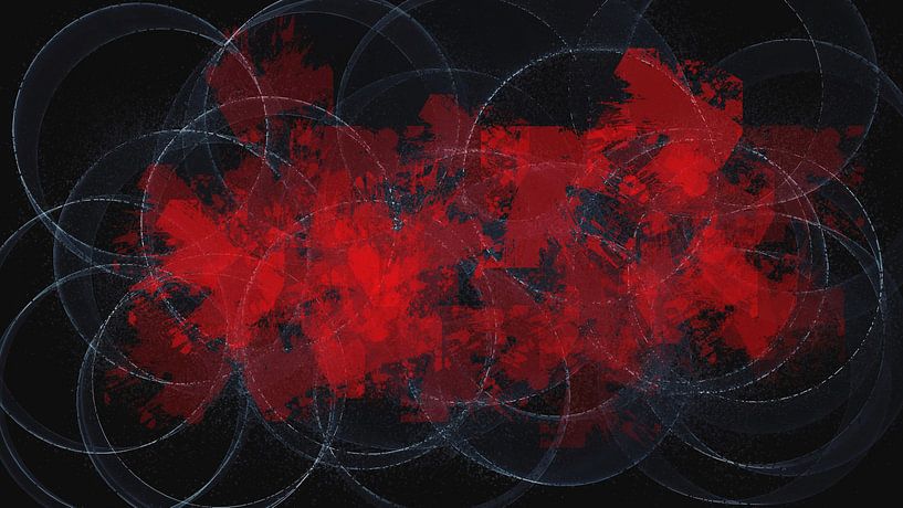 Peinture abstraite rouge, noire et blanche par Maurice Dawson