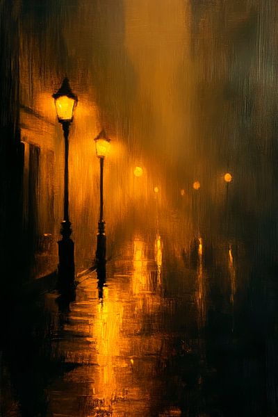 Mistige straatverlichting van Poster Art Shop