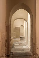 View through empty corridor in bathhouse