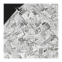 Die Karte von Den Haag in Worten in schwarz und weiß mit einzigartigen Punkten