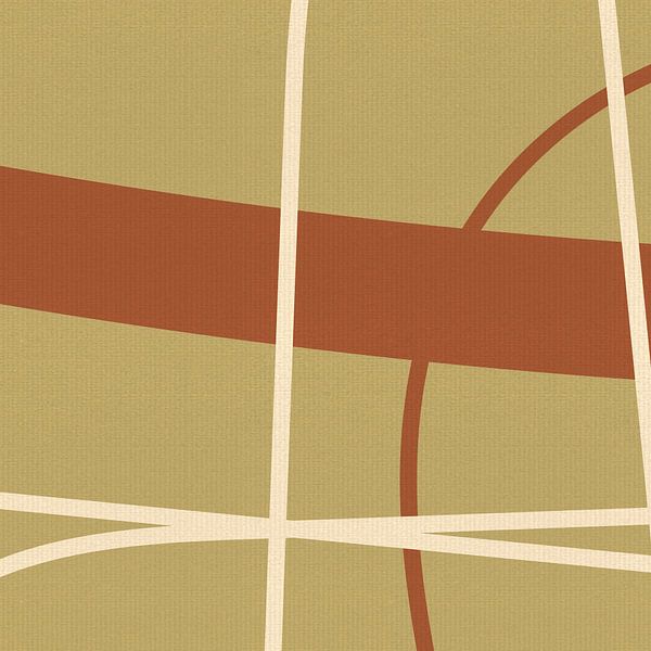 Abstracte lijnen in beige, terra en wit III van Dina Dankers