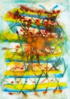 Gelb und Blau Aquarell Streifen Malerei Abstrakte Kunst