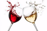 Verres à vin à rivets avec du vin rouge et du vin blanc