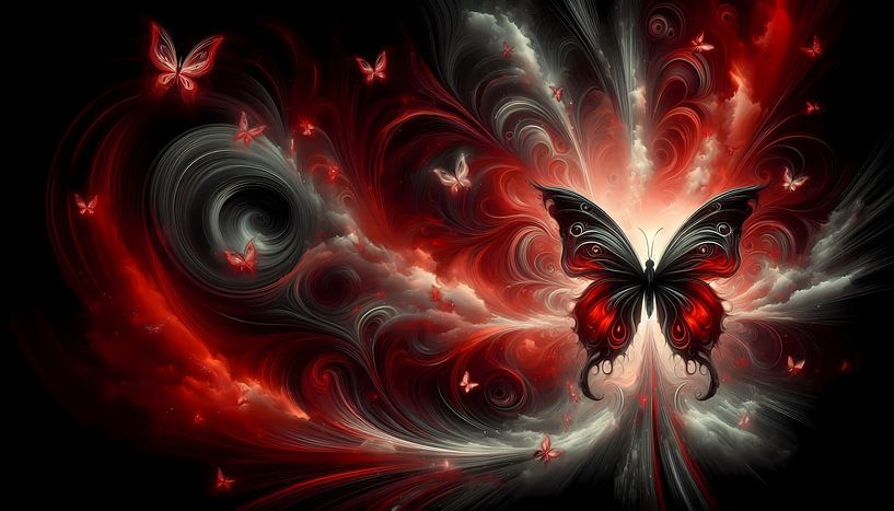 Black butterfly in red light by ButterflyPix