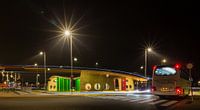 Transferium Hoogkerk met lichtspoor van een bus